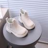 Children's Boots Non-Slip Kids Leather Boots Side Zipper Design Short Boots Comfortable Solid Color Kids Shoes