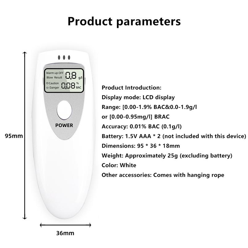 Portable Breath Alcohol Analyzer No Contacted Digital Alcohol Tester Breathalyzer Detector Alcohol Detection Lcd Screen
