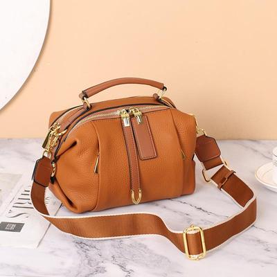 Borsa a mano Boston da donna in vera pelle - 2025 Nuova borsa a tracolla a forma di raviolo in pelle bovina di grande capacità