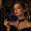 Lace Rhinestone Masque for Women Masquerade Women, Vintage Venetian Half Face with Side Flower Festival Performance Cushion Halloween Prom Ball
