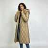 Women's Mid-Length Over-the-Knee Padded Coat, Stand Collar Hooded with Elastic Waist, Slim Fit, Warm Cold-Proof Winter Outerwear