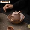 Handmade Coarse Pottery Tripodia Pot Bearing Holder Retro Dry Brew Table Tea Tray Fruit Snack Plate Teaware Supplies Decoration
