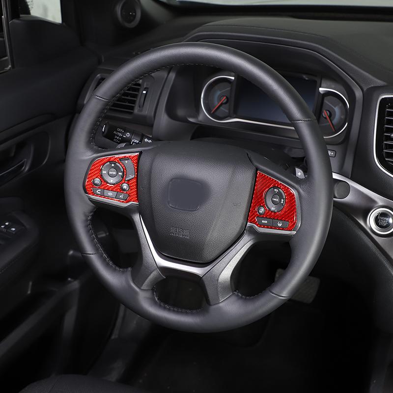 For Honda Pilot 2015-2019 Red Soft Carbon Fiber Air Vent Frame Vanity Mirror Cover Interior Decorative Sticker Auto Parts X12