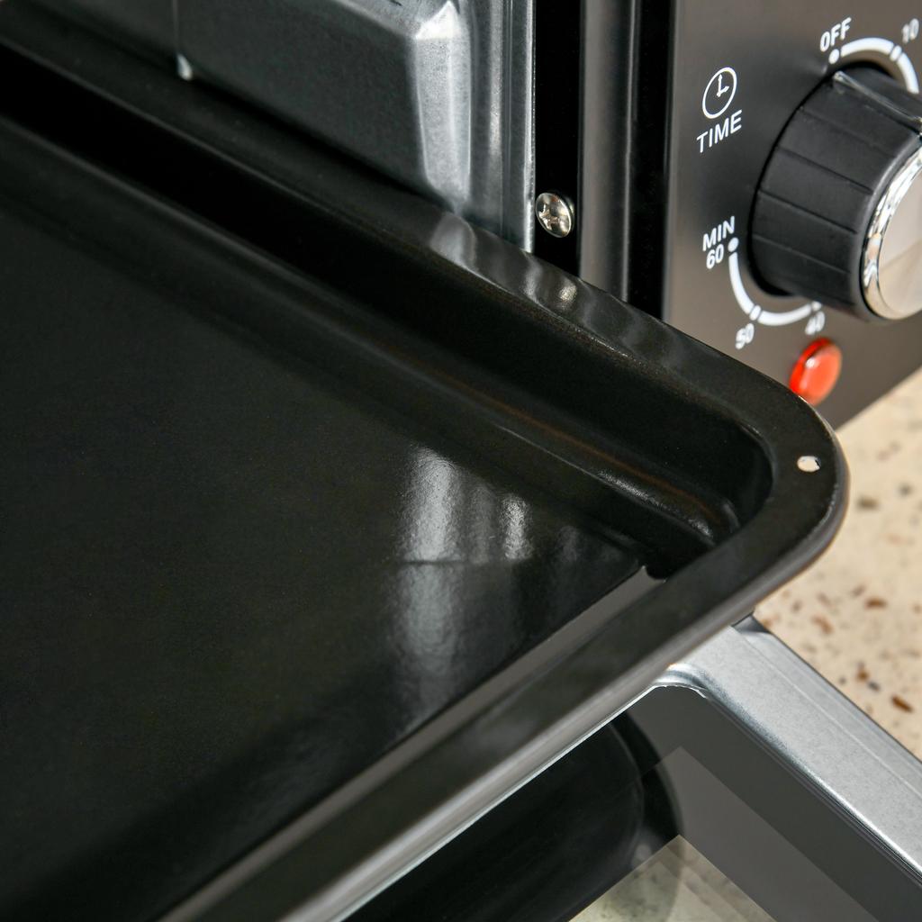 21L Mini Countertop Oven, 100 degrees C-230 degrees C Adjustable Temp - Black