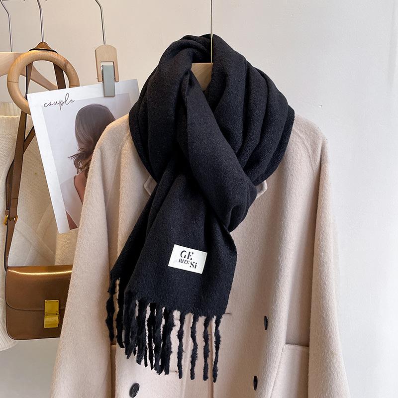 New solid color casual scarf simple fashion scarf men's and women's thickened versatile shawl