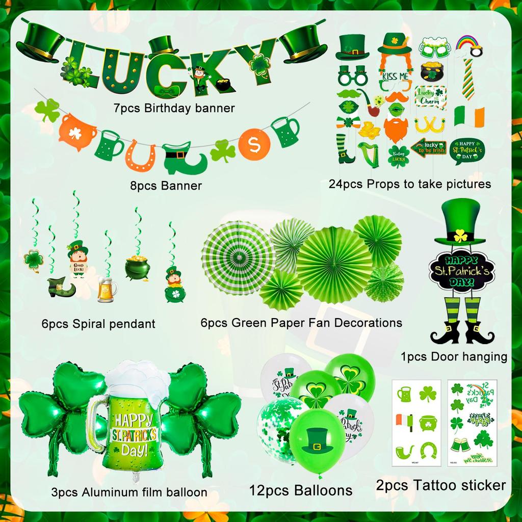 St Patricks Day Decoration,St Patrick's Day Party Decorations-St Patrick's Day Balloon Banner,St Patrick's Day Party Supplies&Irish Themed Party Decor