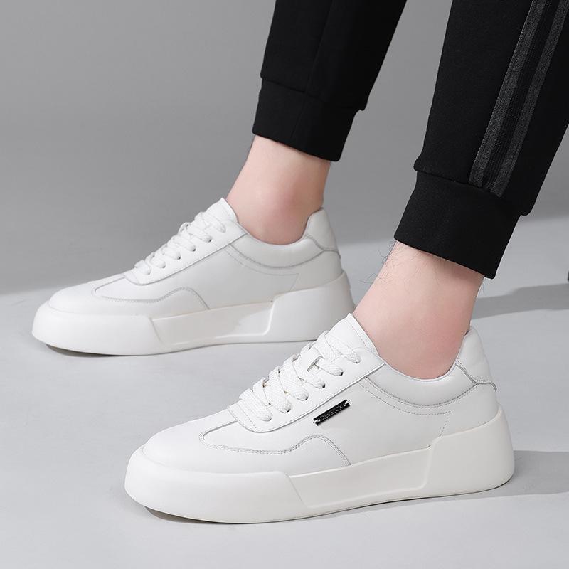 Herbst 2025 Vielseitige Lässige Herren-Leder-Skate-Schuhe, Weiß mit Dicker Sohle (Stil 5332)