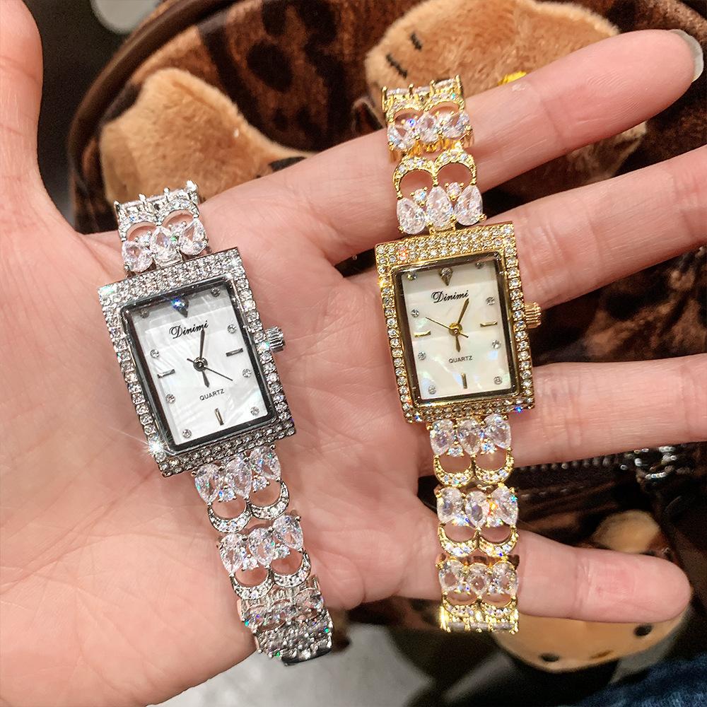 Retro Diamond-Set Classic Square Fashion Watch Romantic Simple Light Luxury Bracelet Women'S Watch High Value 520