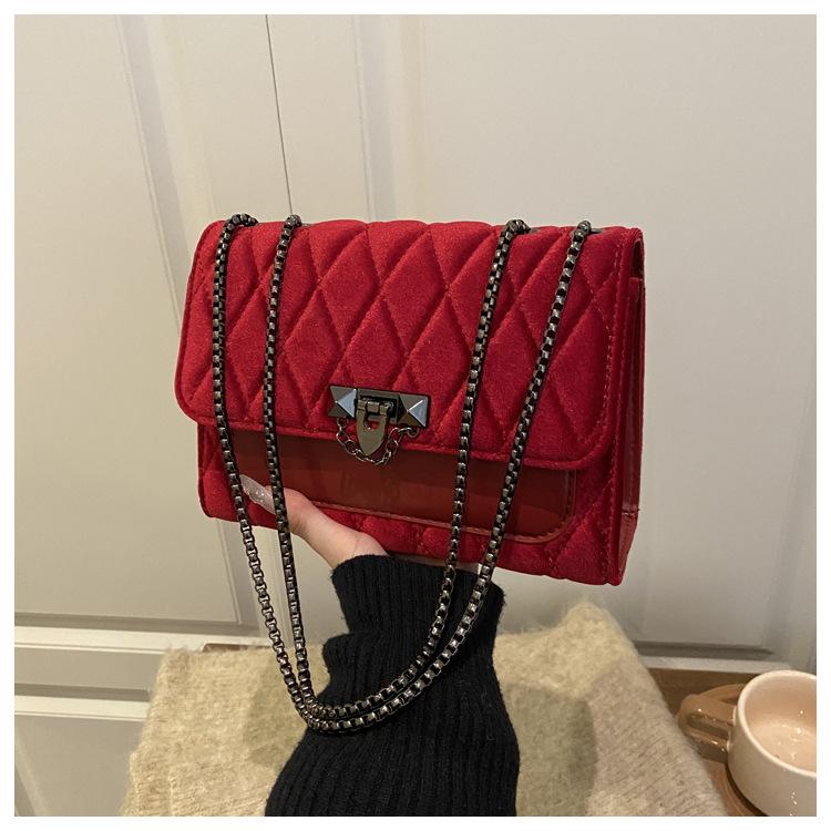 New Velvet Commuting Crossbody Bag Women Fashi Chain Strap Square Shoulder Bag Comfortable and Texture Versatile Chain Bag