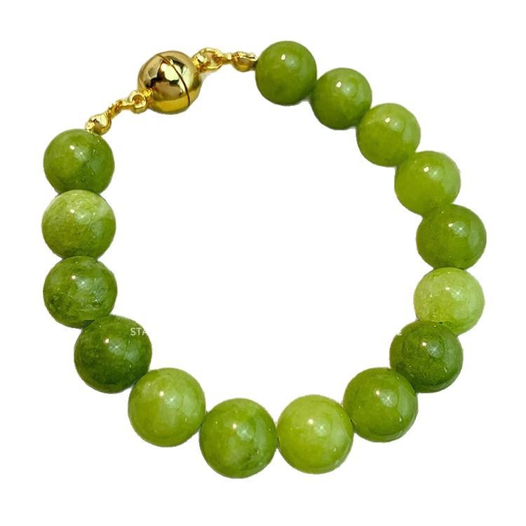 Round Ball Magnet Buckle Qingti Green Grape Bracelet Women'S Niche Agate Beaded Bracelet New Chinese Round Bead Necklace Set