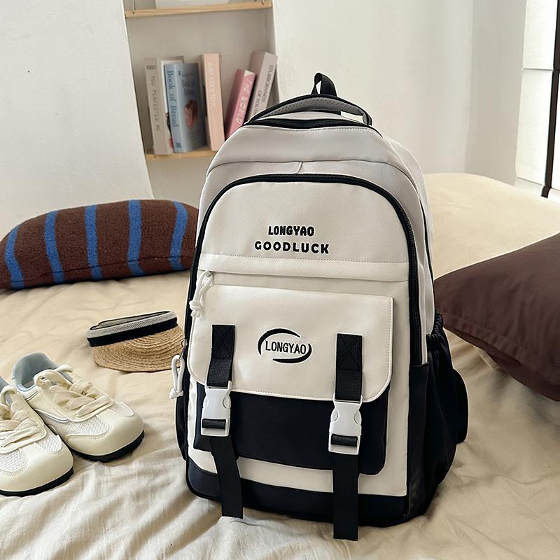 Backpack Large Capacity Student Schoolbag Color Contrast Backpack