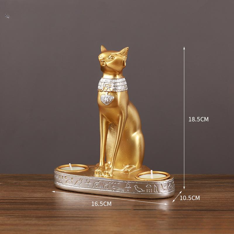 Egyptian Cat Resin Decorative Candlestick OrnamentHome Dining Room Atmosphere Candlestick Decoration