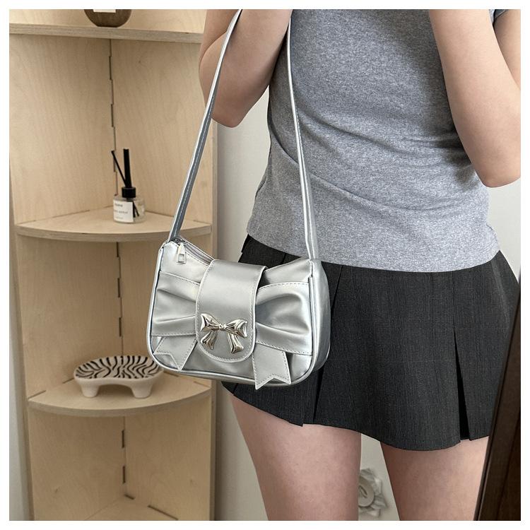 Trendy Bow Shoulder Bag for Women, Casual Underarm Bag,Daily Commuting Bags, PU Leather, Lady Banquet Bag, Business Women's Bags