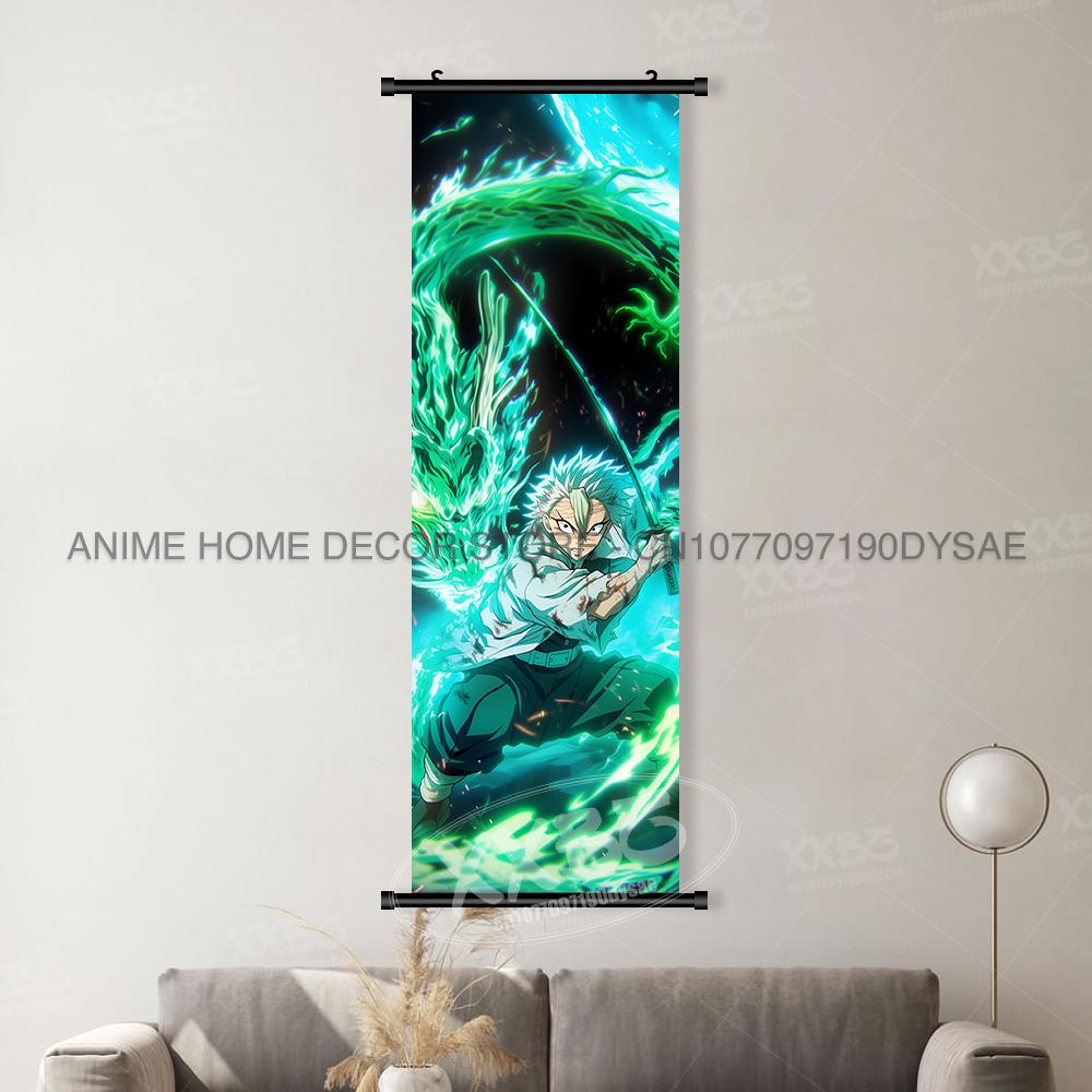Anime demonenmoordenaar: Kimetsu No Yaiba Canvas Huisdecoratie Poster Rolletjes Afbeeldingen Wandkunst Hangend Schilderij Nachtkastje Achtergrond Muurschildering (as the picture,25x75cm(10x30inch))