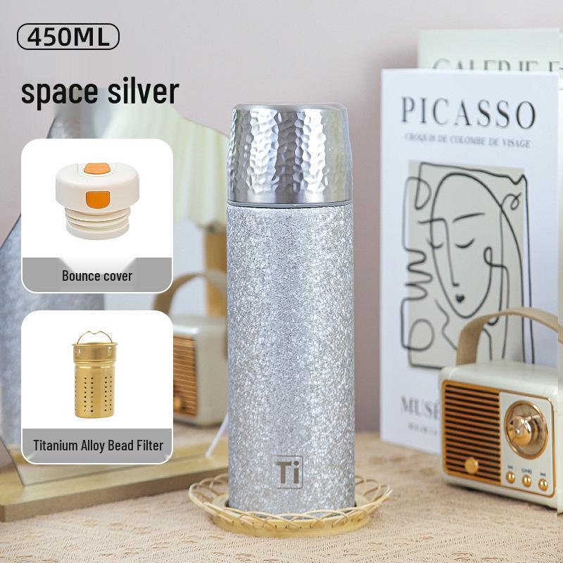 Titanium Insulated Antibacterial Mug with Tea-Water Separation and Stew Capability – Large Capacity for Outdoor and Car Use
