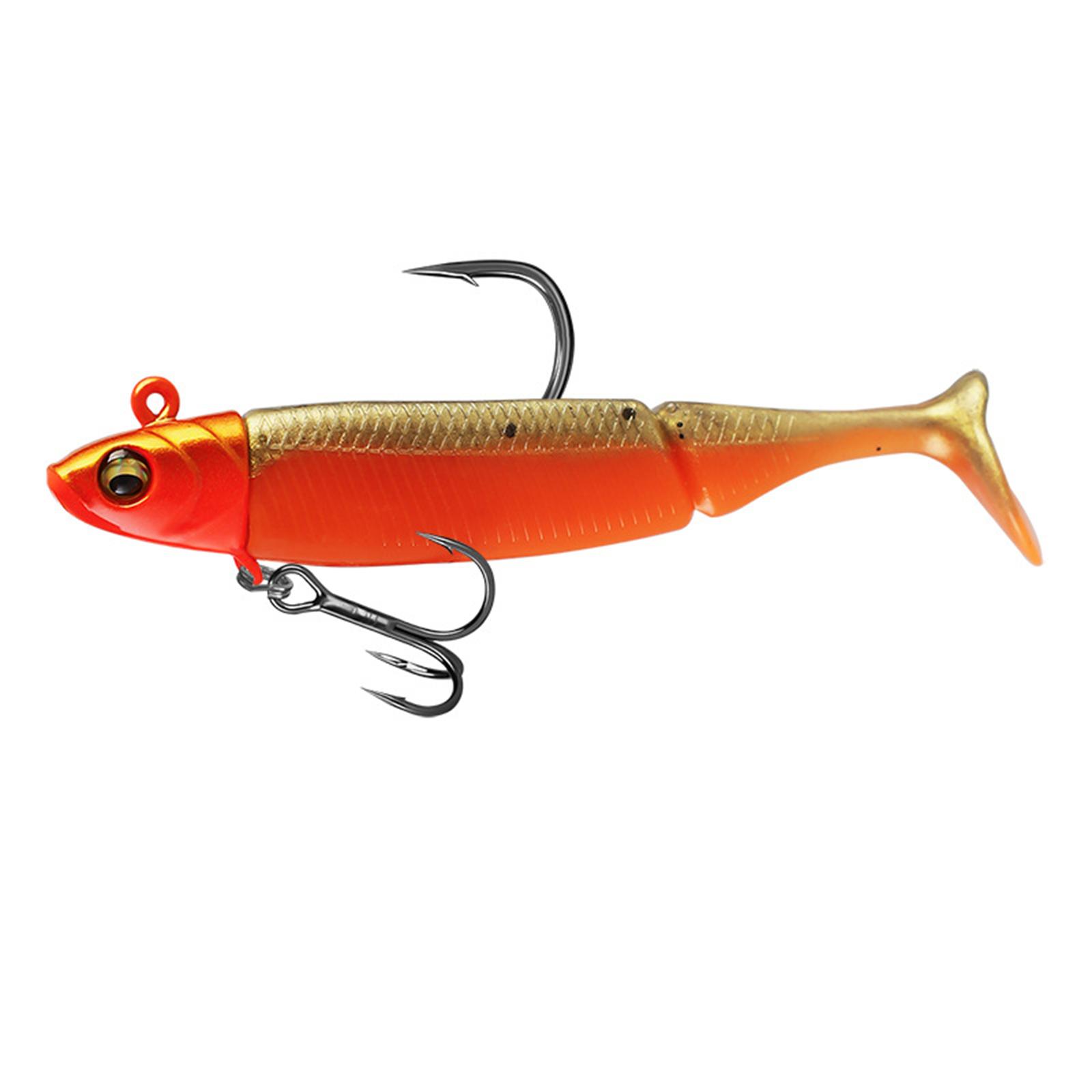 

Jig Head Fishing Lure with Sequin/Treble Hook Soft Baits Artificial Swimbait T-Tail Slow Jigging Wobbler for Trout Bass T помаранчевий