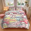 3pcs Pink My Melody Printed Quilt Set Soft and Comfortable Quilt Cover for Bedroom, Guest Room Bedding Set  W073