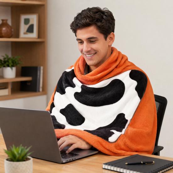 Flannel Cow Print Blanket, Soft Warm Fuzzy Fleece Throw Blanket, Cozy Plush Blanket for Couch Bed Travel