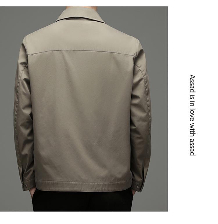 100% Cotton Men's Fashion Lapel Jacket - Perfect for Spring/Autumn Business Wear for Middle-Aged Leaders