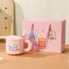 Cute Fufu Ceramic Birthday Cake Mug with Lid & Spoon: Perfect Gift for Girls