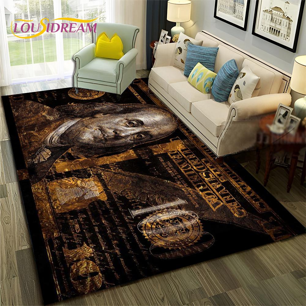 3D Dollar Euro Money  Rich Pattern Carpet Rug for Home Living Room Bedroom Sofa Doormat Decor,Child Area Rug Non-slip Floor Mat