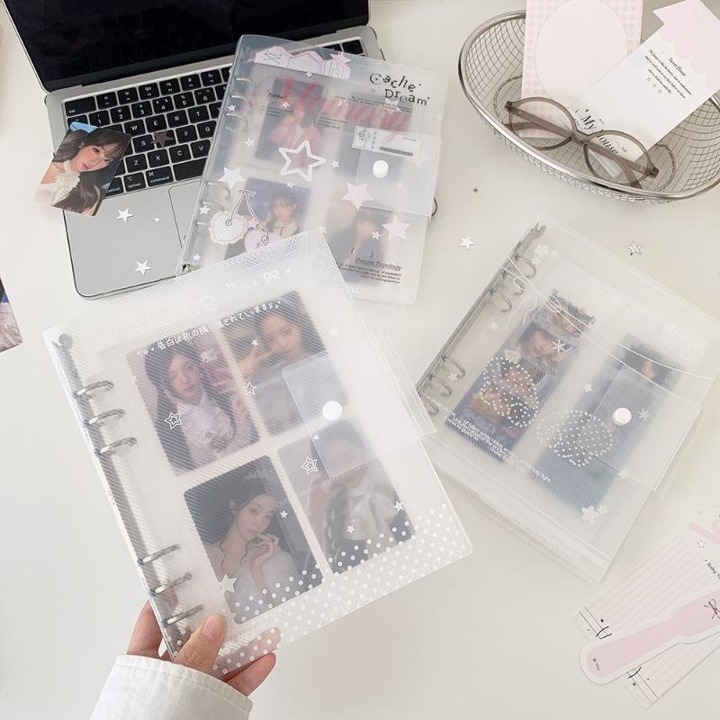 A5 Løsbladsmappe Organisering Kirsebær/Engel Vinge Gennemsigtig Klar Album Organizer Cover Til Kpop Fotokort Samling