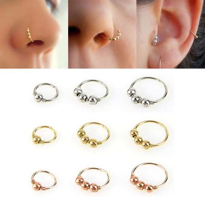 Cuff Hoop Stud Eyebrow Cartilage Helix Nostril Hoop Round Beads Body Piercing Lip Earring Nose Ring