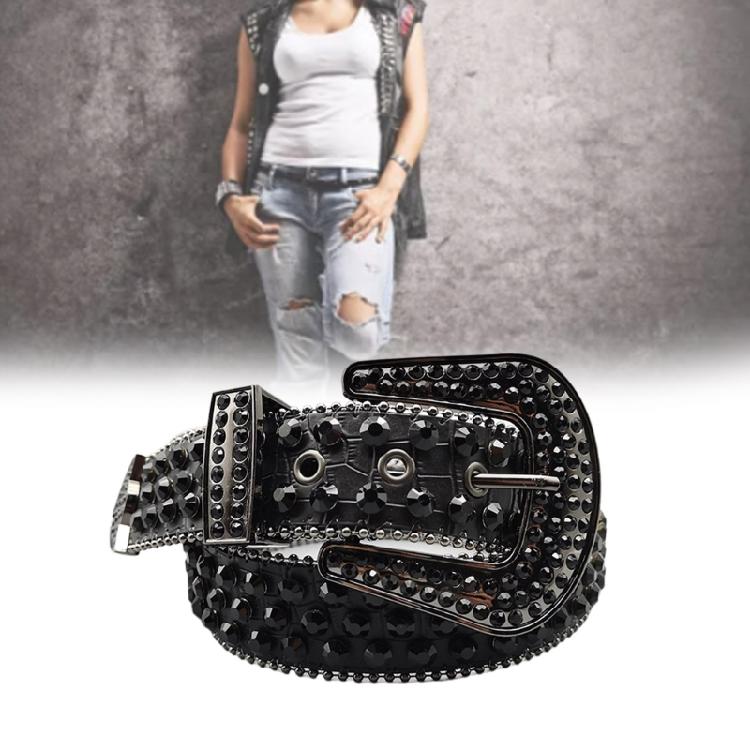 Exaggerated Rhinestone Waist Belts for Adult Pin Buckle Belt for Jeans Waistband