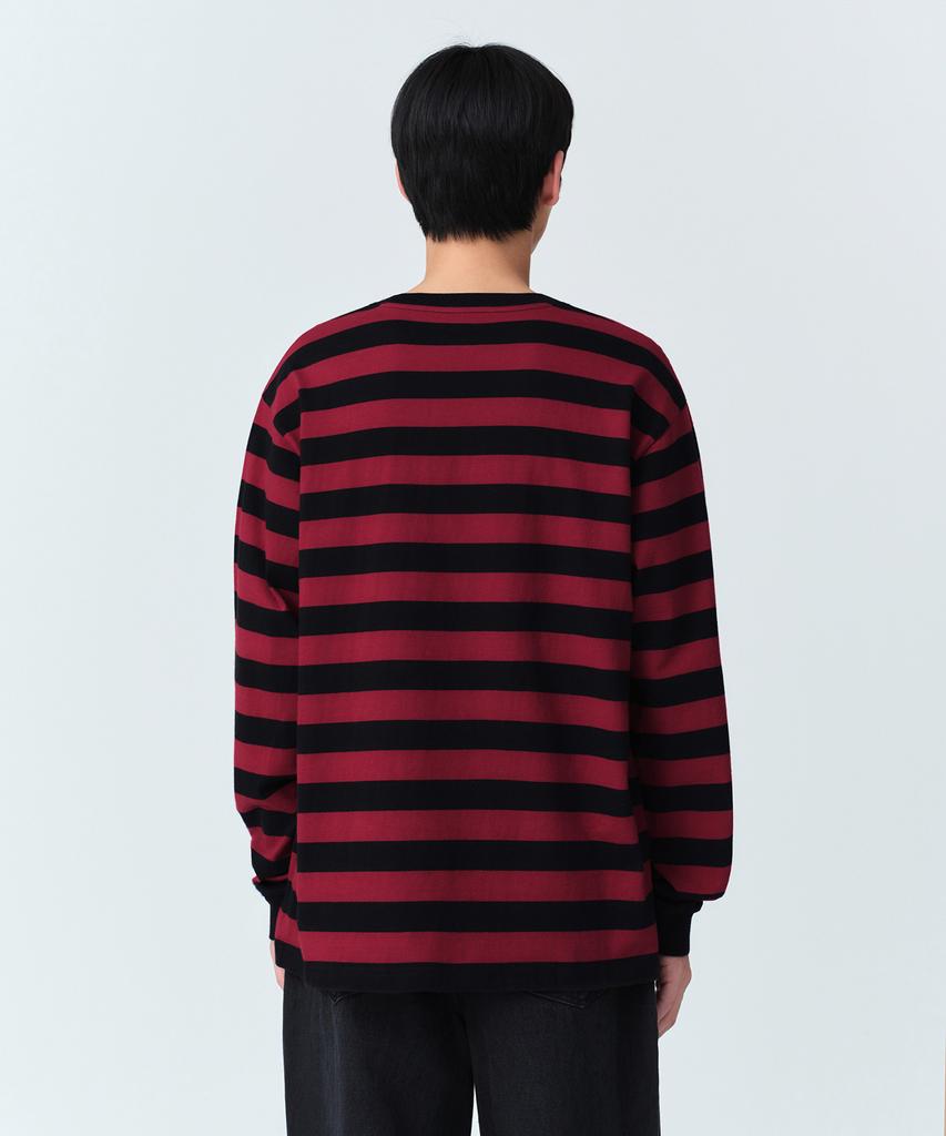 MUSINSA STANDARD Bold Stripe Long Sleeve T-Shirt [Black/Red]
