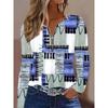 Women's Creative Printed Zipper Long-sleeved T-shirt, Breathable, Soft and Comfortable, Suitable for All-year-round Casual Wear