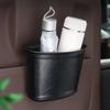 Car Trash Can for Vehicle Faux Leather Hanging Door Storage Bag for Garbage Waterproof Organizer Pouch for Car Interior