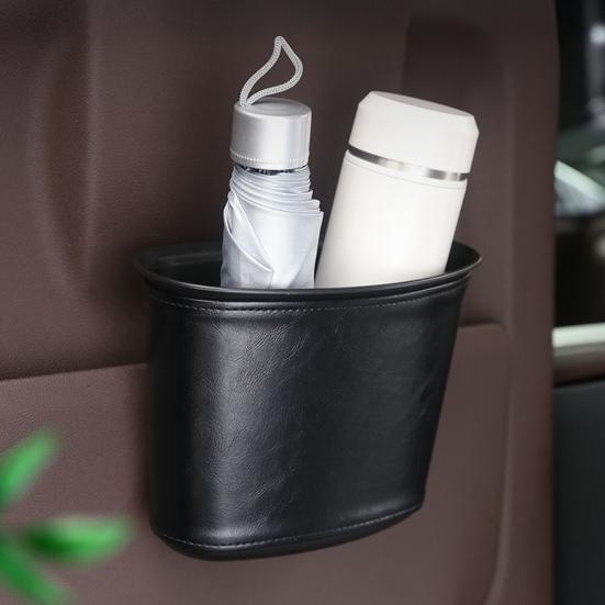 Car Trash Can for Vehicle Faux Leather Hanging Door Storage Bag for Garbage Waterproof Organizer Pouch for Car Interior