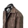 Men's Trendy Maillard Brown Leather Motorcycle Bomber Jacket with Lapel and Zipper
