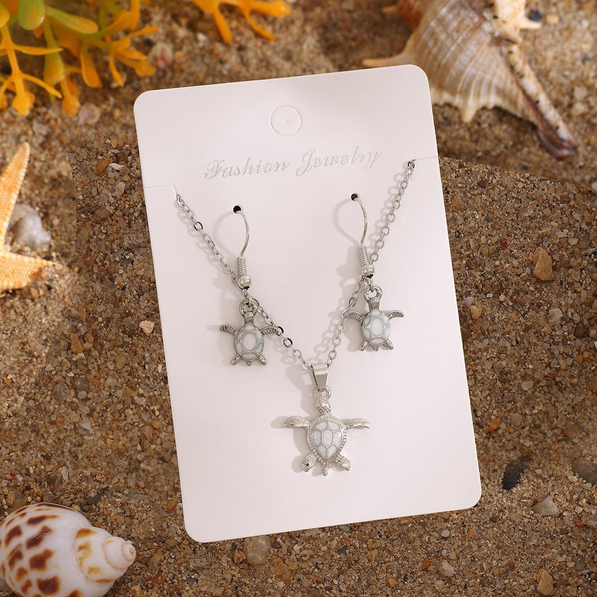 

Trendy Resin Turtle Necklace And Earring Set Fashionable Party Jewelry Accessories For Women Girls Gift белый