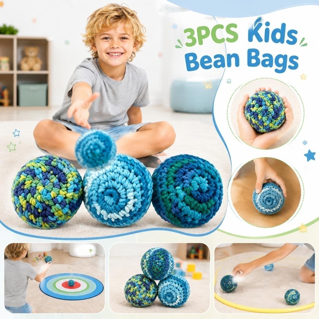 Children's Bags for Throwing and Catching Games - 3 Pack Soft Outdoor Play Bags