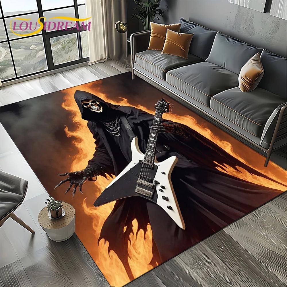 27 Style New Skull Electric Guitar Classical Guitar Carpet Rug for Living Room Bedroom Home Sofa,kid Area Rug Non-slip Floor Mat