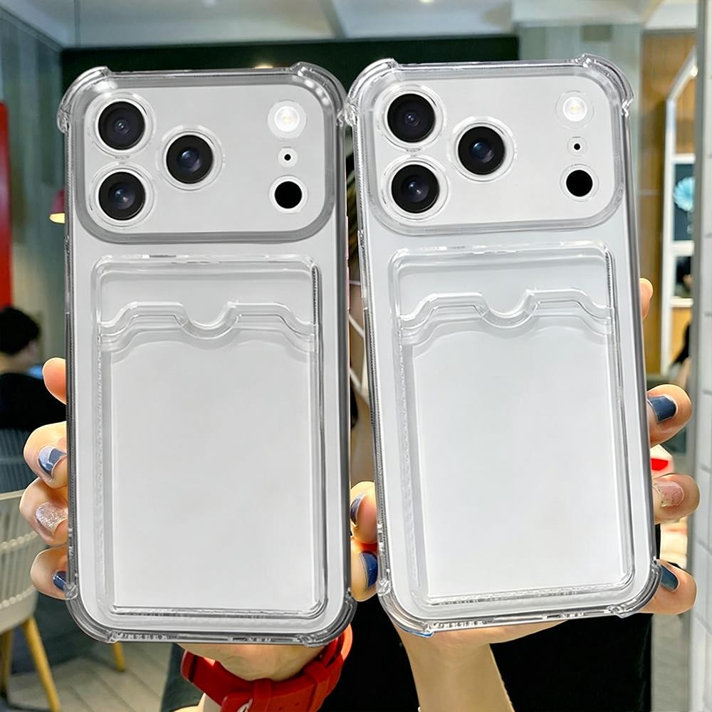 Clear Wallet Card Holder Case for Iphone Air 17 E 16 Pro Max 15 Plus 14 13 12 Mini 11 Xr Xs Max 17Pro Shockproof Slim Fit Protective Soft Wallet Cover