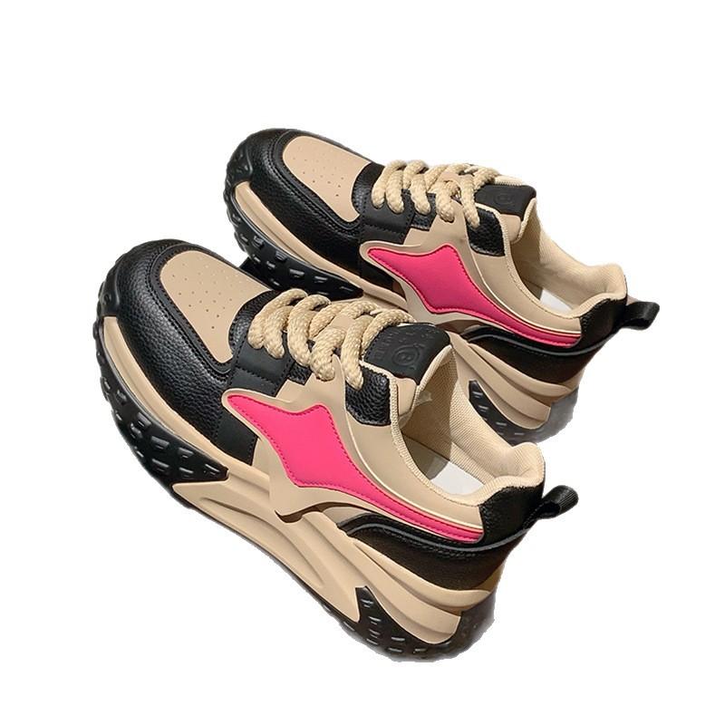 Thick-soled Dad Shoes Women's 2025 Spring and Autumn Models Breathable Thick-soled Heightening Ins Trendy Sports Shoes Versatile Casual Little Whit