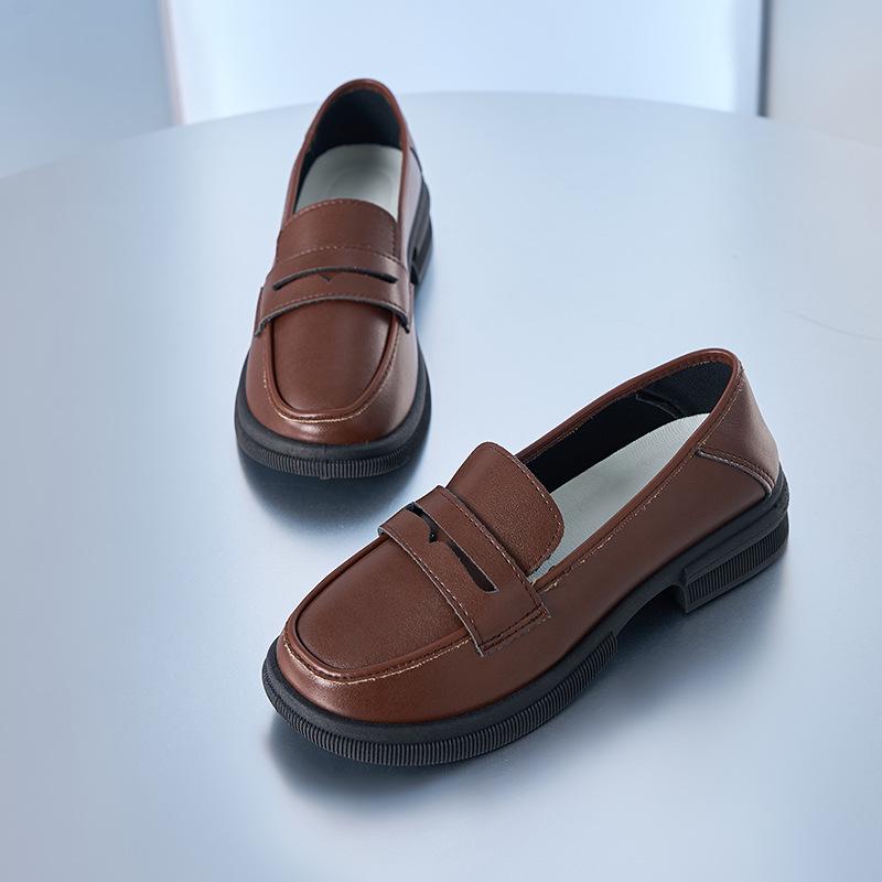 2025 Comfortable Women's Chunky Heel Loafers: Thick-Soled, Soft Leather Slip-On Work & Casual Shoes