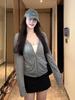 Women's Striped Zip-Up Hooded Cardigan - Long Sleeve Casual Autumn Top