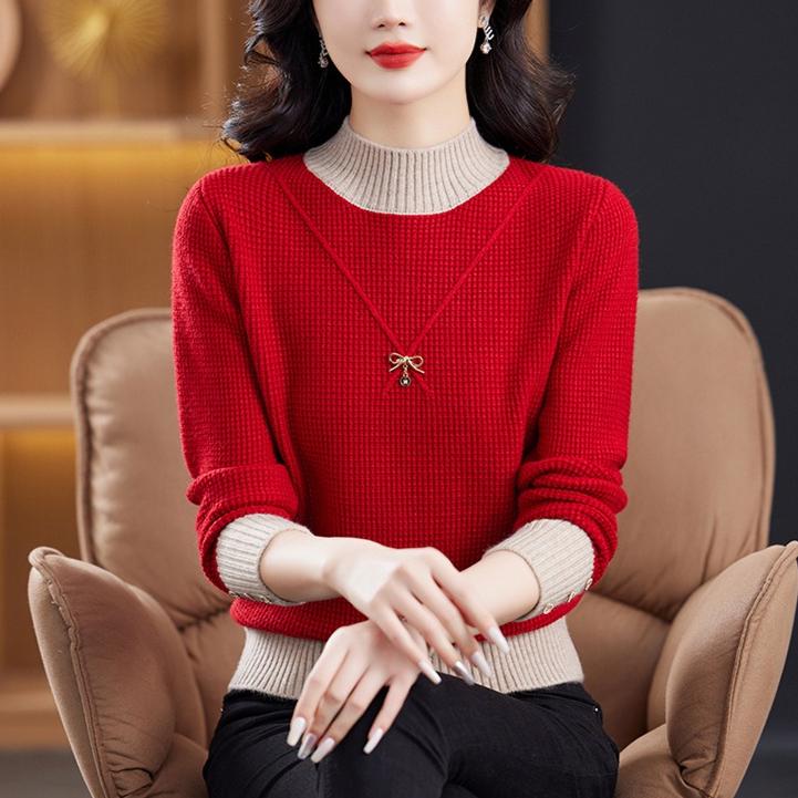 Half Turtleneck Pullover Loose Long-sleeved Multicolor Knitted Sweater for Women Trendy Casual Sweater Autumn and Winter Top