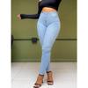 Plus Size Lady's Stylish Blue Stretch Skinny Butt Lifting Jeans XL Size High Street Vintage Denim Jean Pants Breathable Feature