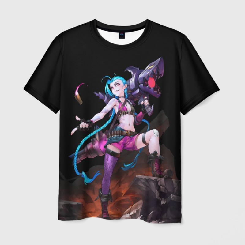 Cartoon Anime Arcane League Jinx Graphic 3D Printed T-shirt Men Women Short Sleeve O-Neck Tee Shirt Casual Harajuku Top Clothing