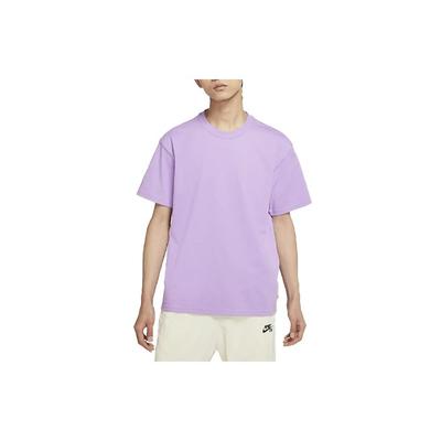 Solid Color Loose Fit Round Neck Drop Shoulder Short Sleeve T-Shirt Men Tops Purple DB9976-589
