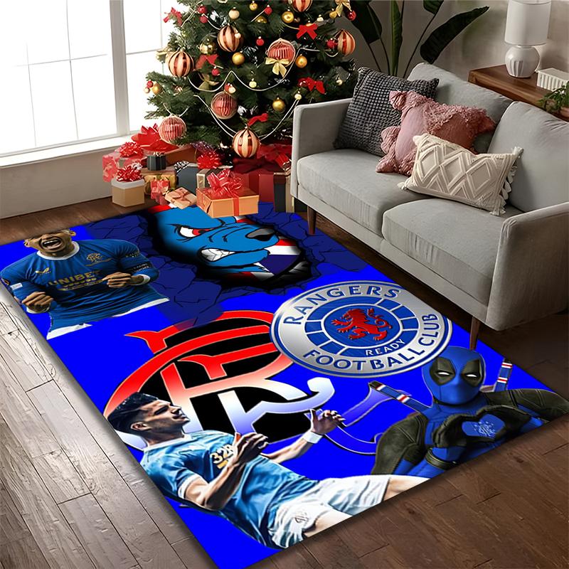[Rangers FC Printed Carpet] Durable Home and Office Area Rug, Kitchen Farmhouse Decorative Floor Mat