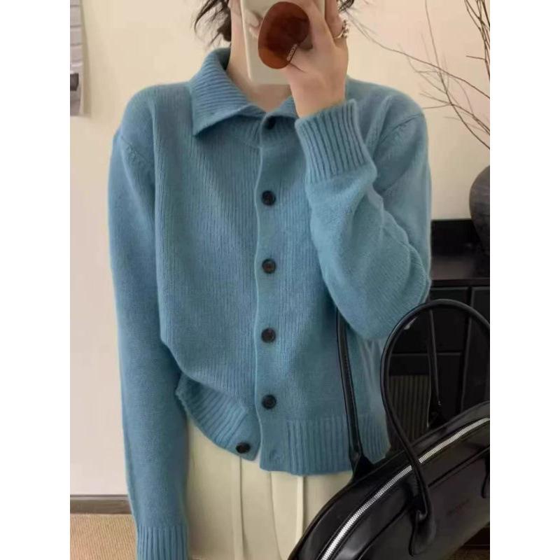 Women's High Neck Wool Cardigan: Cozy, Thickened Knitwear for Autumn & Winter - Loose, Fashionable Button-Up Sweater