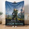Name Custom Halo Print Flannel Blanket High Quality Warm Comfortable Cover for All Seasons Perfect for Gifts Home Decor