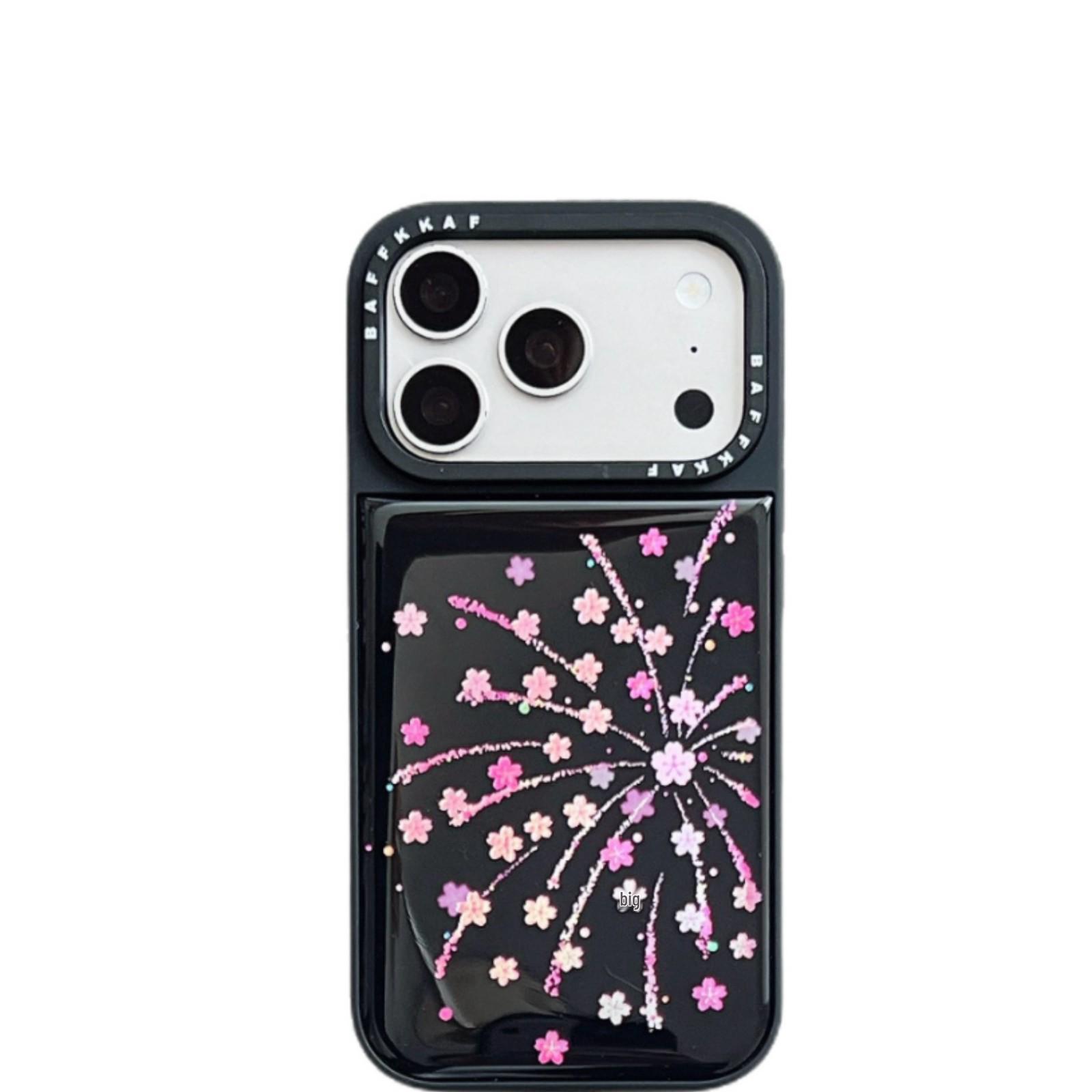 

Anti-Fall Pink Flower iPhone 14/13 Black Border Case, Compatible with Apple 17/16/15 PROMAX iPhone 14