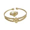 2PCS18K Gold Women's High-end Non Fading Jewelry Ins Four Leaf Clover Pure Copper Bracelet Ring Set