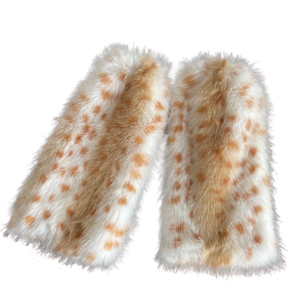 

Leopard Winter Leg Warmers Foot Cover Plush Leg Coverings Vintage Long Stockings Accessories жовтий